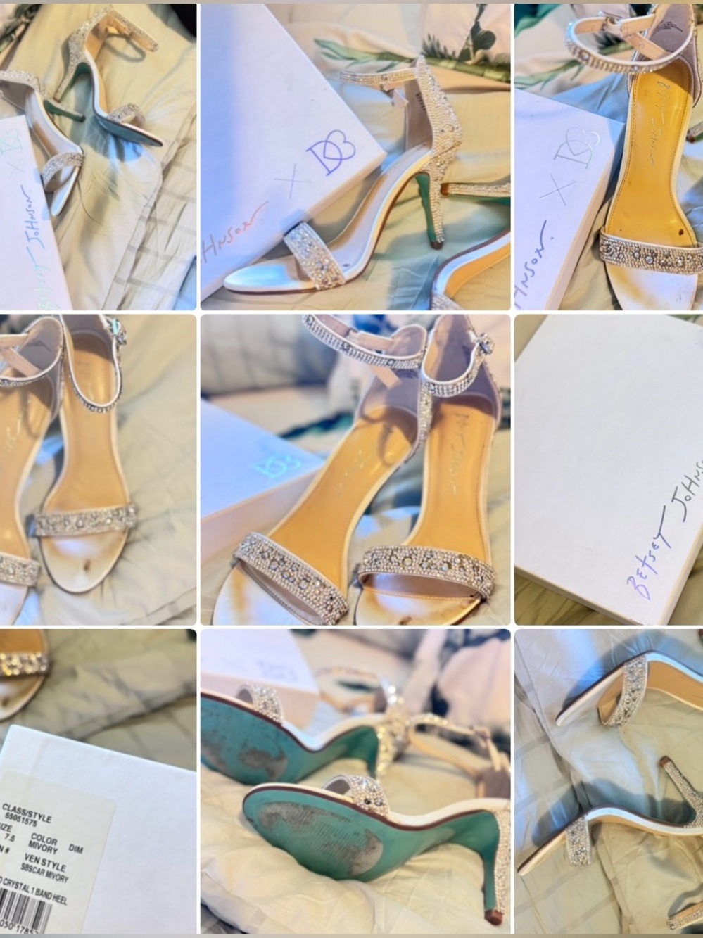 Betsey Johnson Ivory Crystal Rhinestone Heels Size 7.5